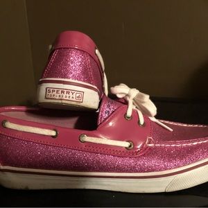 Sparkly pink Sperry Deck Shoes. Size 9